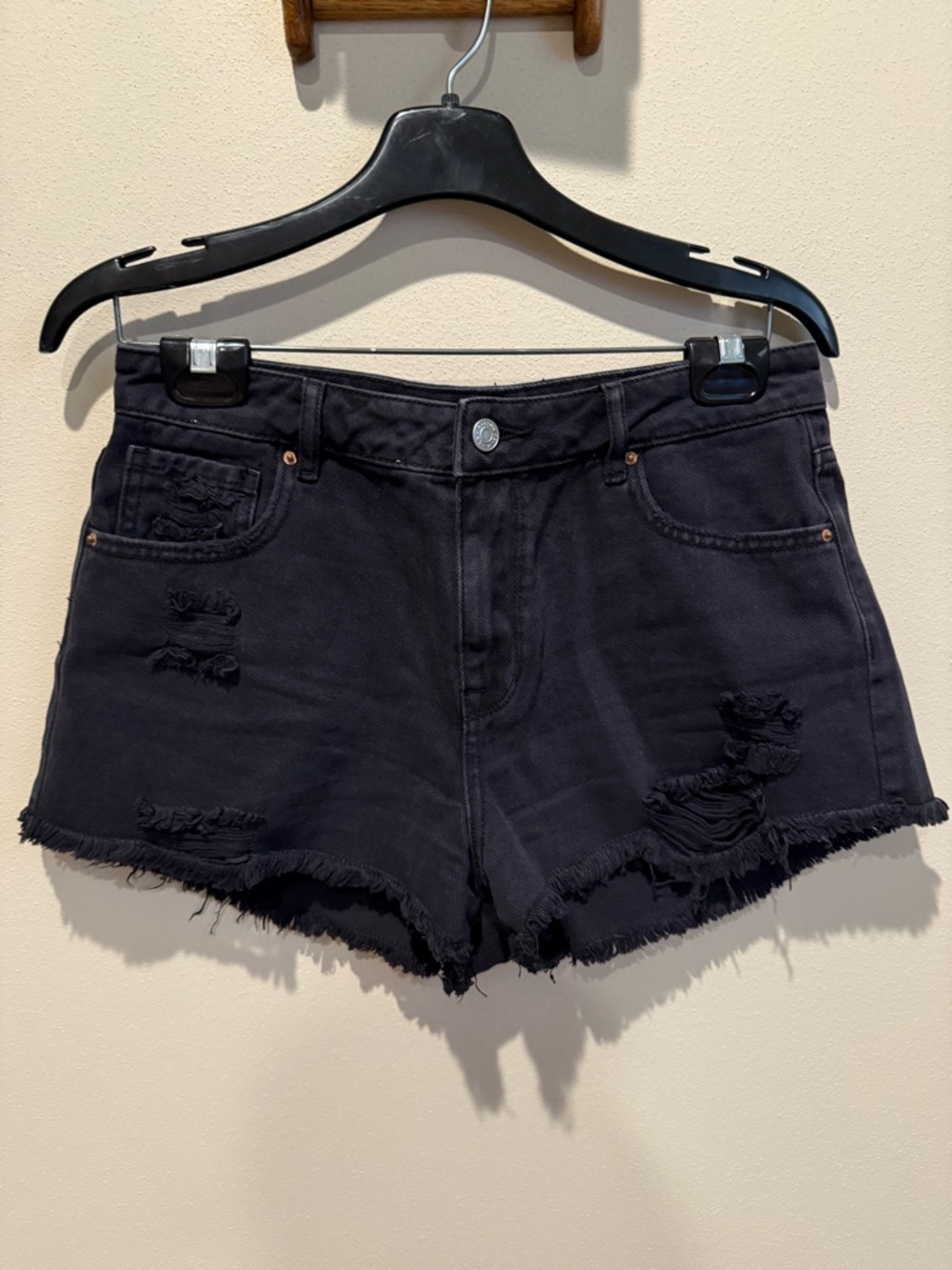 Pacsun High Rise Festival Black Denim Shorty Shorts